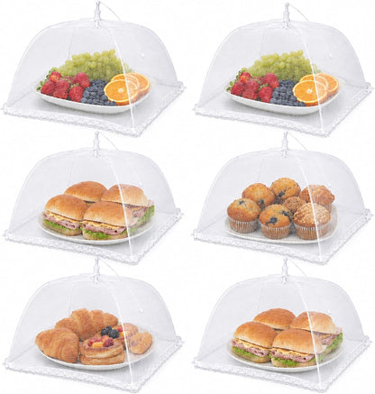 Pop-Up Mesh Food Covers - 17 X 17 In, White, 6 Pack, Large & Tall - Reusable & Collapsible Food Tents for Outdoor Serving1
