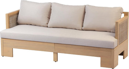 Mason 4 Piece Patio Furniture Set with 3-Seater Sofa, Club Chairs and Coffee Table, 5 Seater Outdoor Acacia Wood Conversation Set, Patio Sofa Set, Light Teak+Light Brown+Beige29