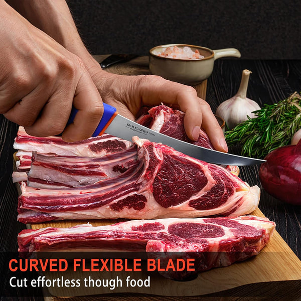 6 Inch Boning Knife Flexible Curved Blade for Meat & Fish Deboning4