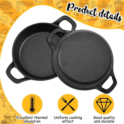 4 Pack Mini Cast Iron Skillets 6.3 X 6.3 X 1.5 Inch Pan Ramekin Set | Cast Iron Pan Small Ramekin Set, Black Casserole Dish Cookware Oven Safe, Mini Skillets for Kitchen Indoor Outdoor Picnic4