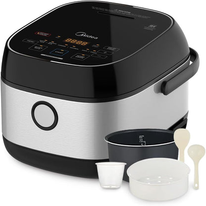 Midea 3L Rice Cooker with Steamer Basket, 6-Cup Uncooked Capacity, Induction Heating & Fuzzy Logic Technology, 24H Delay Start & Keep Warm, Non-Stick Inner Pot1