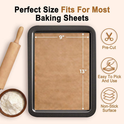 100PCS Parchment Paper Sheets, 9X13 Inches, Non-Stick | Precut Unbleached Parchment Paper for Baking, Grilling, Air Fryer and Steaming, Perfect for Cookies, Bread, Cakes and More4