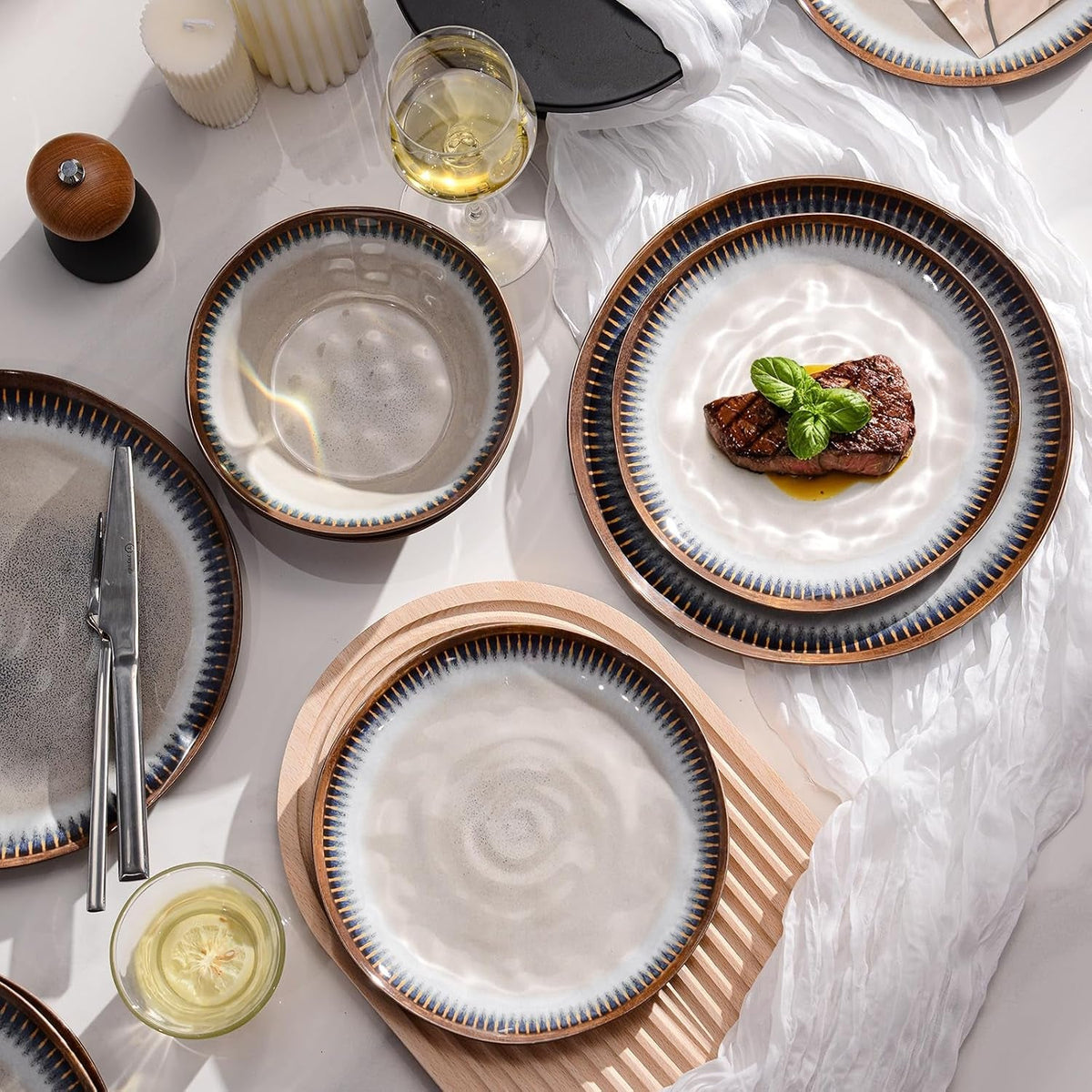 melamine-dinnerware-set-12-pcs-dishware-sets-plate-and-bowl-set-service-for-4-lightweight-and-unbreakable-dinnerware-sets-for-camping-great-for-rv-dishwasher-safe-sahara-beige-and-blue