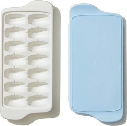 Good Grips Flexible Ice Cube Tray with Lid - 2 Pack, Blue & White | Spill-Proof Lid, Freezer Storage, Kitchen Accessory, Twist to Release, Easy for Stacking, Dishwasher Safe9