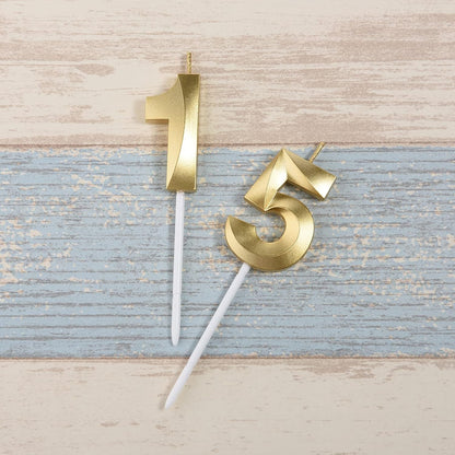 Gold 15Th & 51 Birthday Candles,Gold Number 15 Cake Topper for Birthday Decorations Party Decoration2