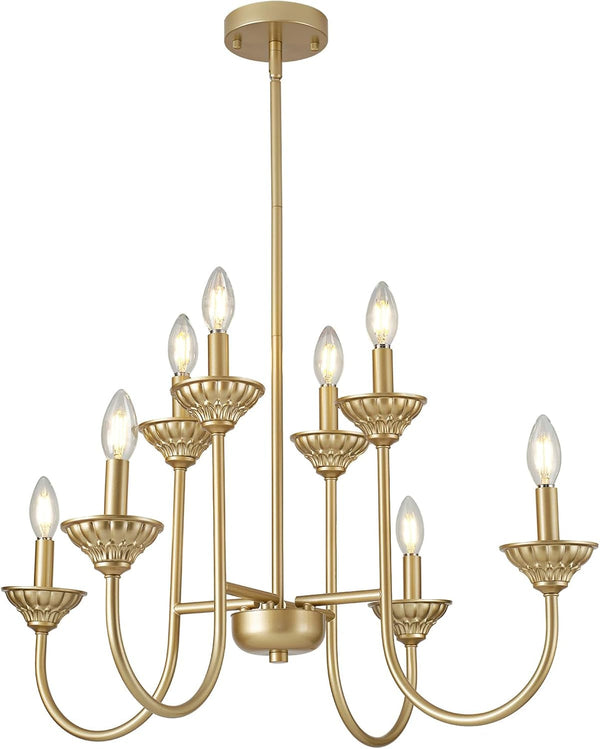 Gold French Country Chandelier for Dining Room, 8-Light, 29 Inch2