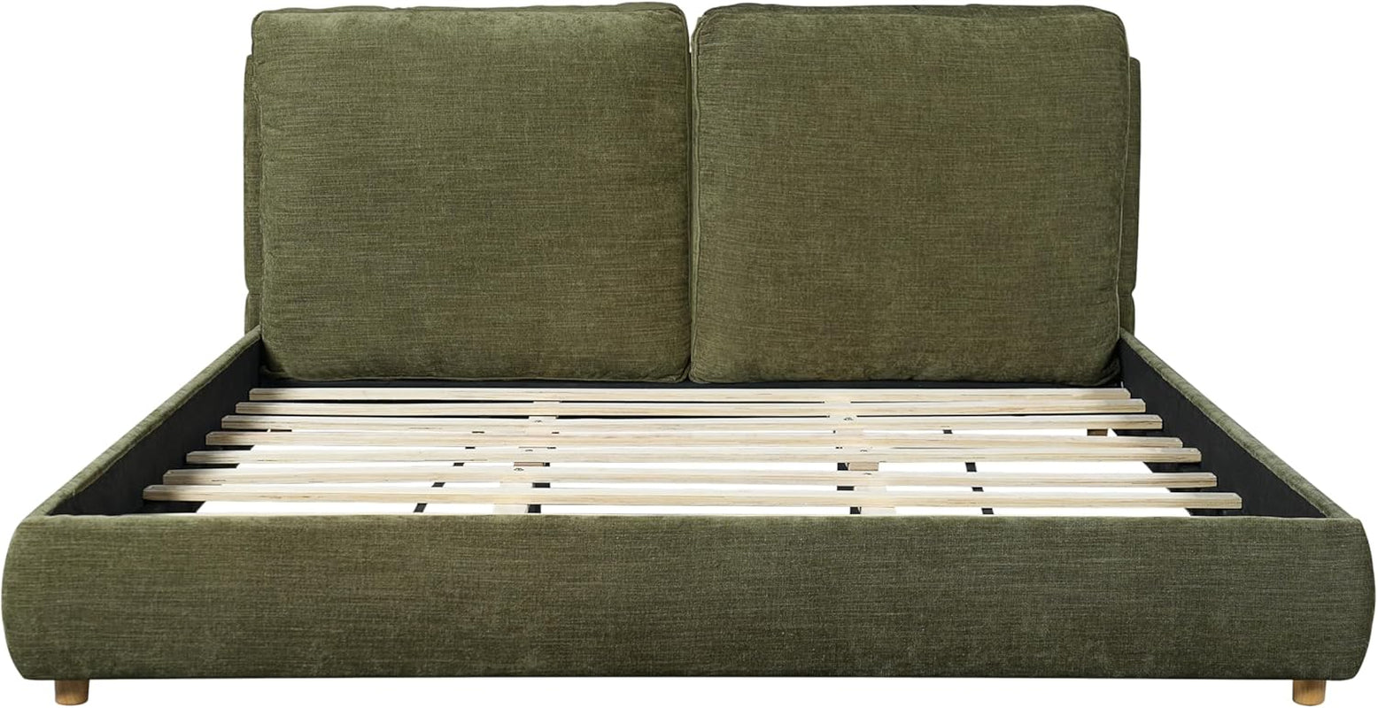 california-king-linen-blend-platform-bed-with-2-pillows-olive-green