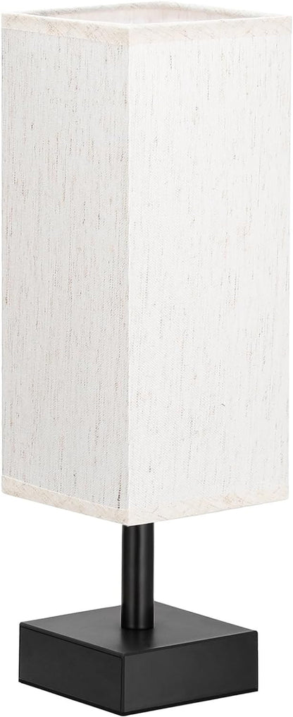 Small Bedside Table Lamp for Bedroom - Square Cream Fabric Shade | Inline Rocker Switch, Corded Electric, Bulb Not Included, 12.8" Mini Table Lamp for Nightstand, Desk, Dorm, Office9