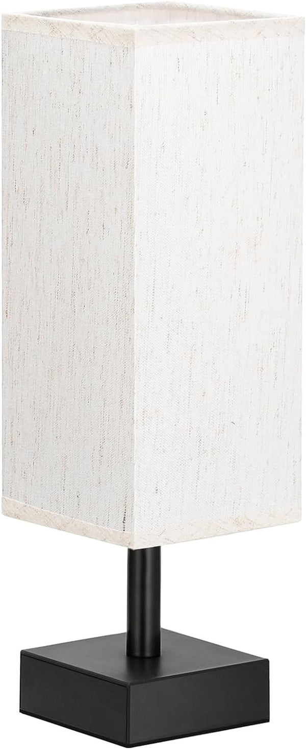 Small Bedside Table Lamp for Bedroom - Square Cream Fabric Shade9