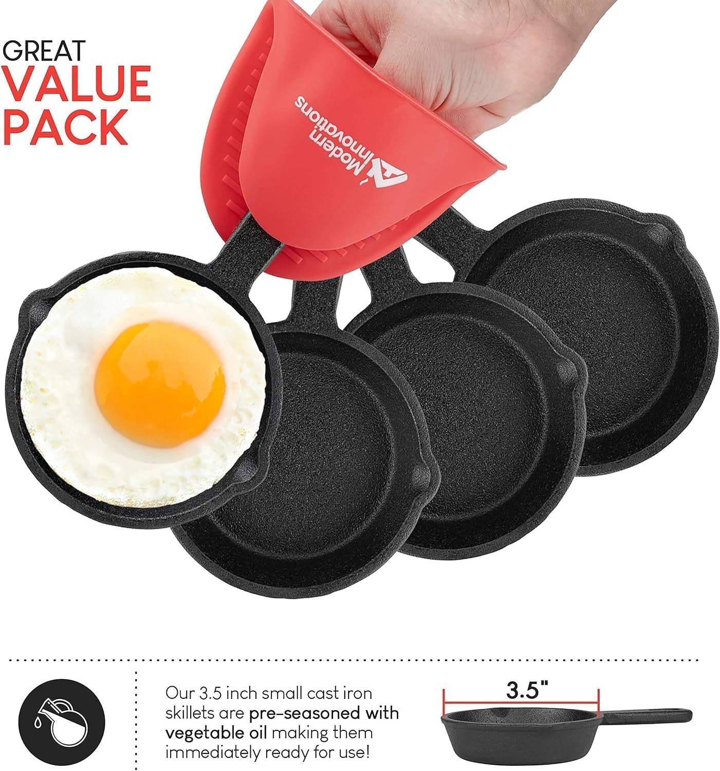 mini-black-cast-iron-skillet-set-with-silicone-mitt-4-count-3-5-inch-pans-pre-seasoned-small-skillets-for-baked-cookie-brownie-or-cooked-eggs