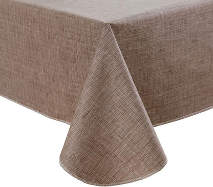 Vinyl Tablecloth with Flannel Backing, Flaxen, Waterproof, Stain-Resistant, Easy-Clean Table Cover for Dining, Kitchen, and Outdoor Use, 60" X 84" Rectangle1