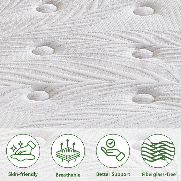 Full Size Mattress 14 Inch, Hybrid Full Mattress in a Box, Pocket Springs & Memory Foam for Motion Isolation, Medium Firm Feel, Edge Support, Certipur‑Us Certified4