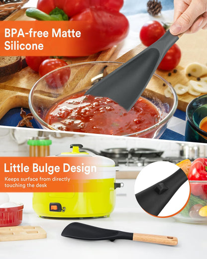 Silicone Cooking Spoon for Nonstick Cookwares, Multi-Function,11.4"5