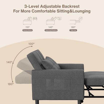 3-In-1 Sleeper Chair Bed Convertible Sofa, Dark Gray6