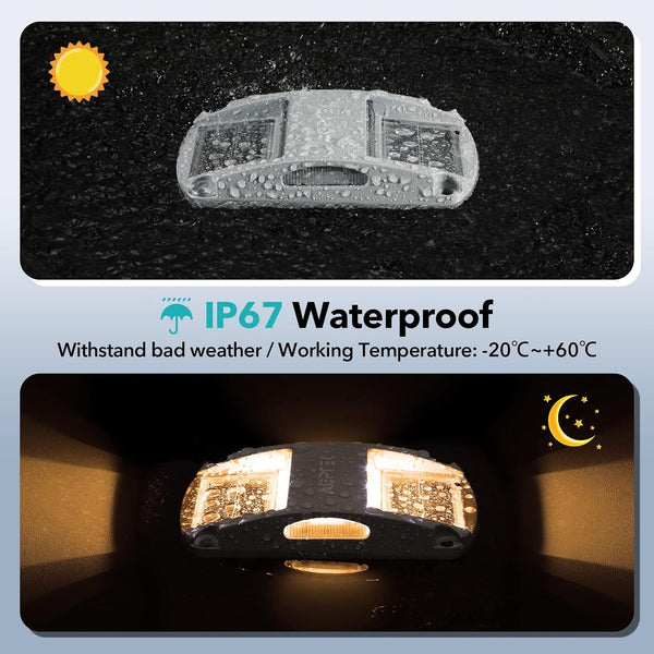 Solar Driveway Lights 4 Pack, Outdoor Deck Dock Marine Waterproof5