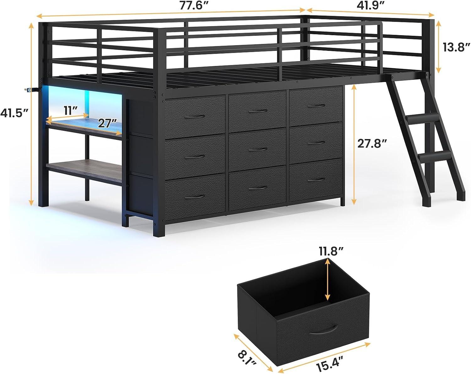 low-loft-bed-twin-size-with-9-storage-drawers-led-lights-loft-bed