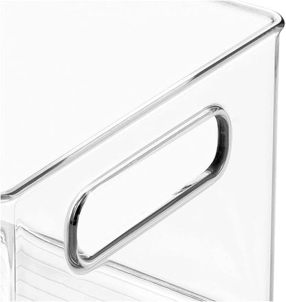 Deep Plastic Storage Organizer Container Bin, Bath and Shower Organization for Cabinet, Cupboard, Shelves, Counter, or Closet - Holds Shampoo, Vitamins, Ligne Collection, 2 Pack, Clear5