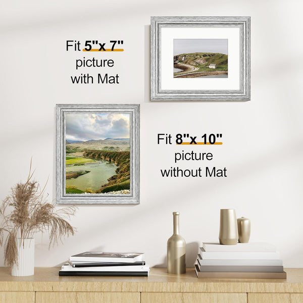 8X10 Picture Frames Set of 2, Vintage Photo Frames, Rustic Silver3