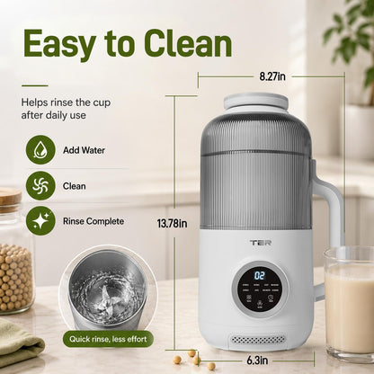 40Oz Nut Milk Maker Machine, 10-In-1 Automatic Soy Milk Maker for Almond, Oat & Plant-Based Milk, Self-Cleaning Milk Maker with 12H Delay Start, Keep Warm, Boil Wa, Soup & Juice Upgraded7
