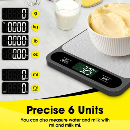 Food Scale, 10Kg/22Lb Digital Kitchen Scale Weight Grams and Ounces for Baking Cooking Coffee Package Postage, 6 Units with Tare Function, LCD Display, Easy Clean Stainless Steel5