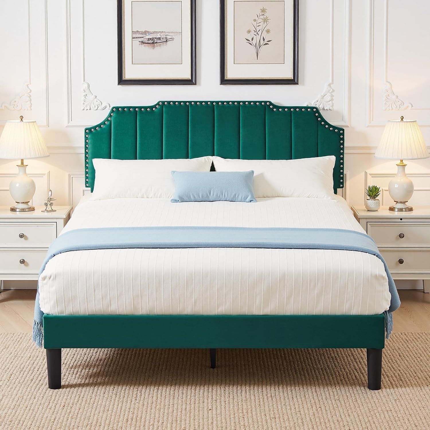 full-size-velvet-upholstered-platform-bed-frame-with-nailhead-trim-tufted-height-adjustable-headboard-full-bed-with-wooden-slats-mattress-foundatio-no-box-spring-needed-under-bed-storage