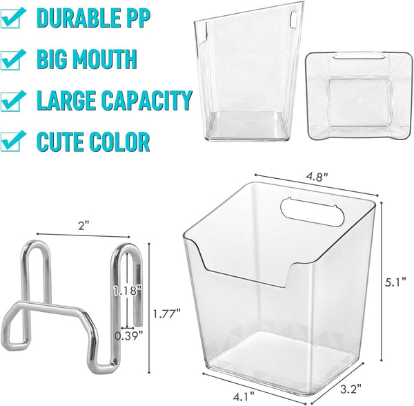 6Pack Clear Grid Wall Bins Hanging Cups with Back Hook, Gridwall Shelf Bins2