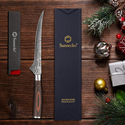 6 Inch Boning Knife, High Carbon German Steel Meat Butcher Knife7