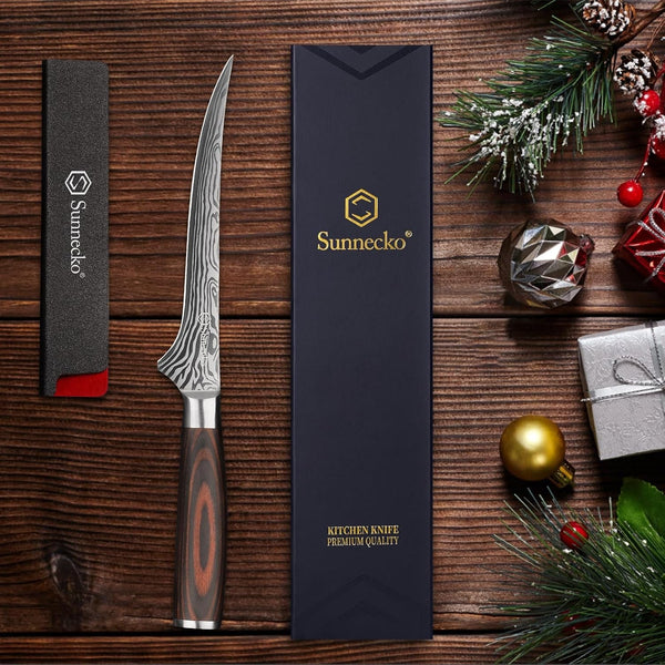6 Inch Boning Knife, High Carbon German Steel Meat Butcher Knife7