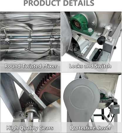 Commercial Dough Mixer Machine 25KG Electric Flour Mixer with 90 Degree Tilt Bowl for Dough Mixing Kneading Capacity 50QT 2200W7