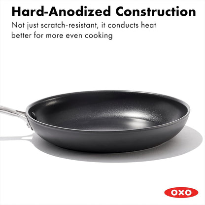 OXO Enhanced 10" Frying Pan Skillet, Pfas-Free Ceramic Nonstick, Durable Hard Anodized Cookware, Scratch Resistant, Stainless Steel Handle, Good Grips, Dishwasher Safe, Oven Safe, Black4