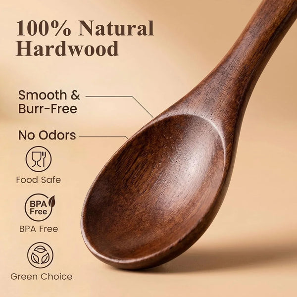 Wooden Spoons for Eating, 6 PCS Small Wooden Spoons, 6 Inch | Table Spoon for Honey, Coffee, Tea, Hot Cocoa, Jam, Bath Salts, Stirring, Smooth Finish, Unique Gifts for Men Women6