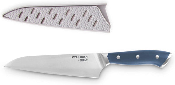 Zakarian 7" Chef Knife, High Carbon German Stainless Steel, Full-Tang Forged for Cooking & Kitchen Prep with Triple-Rivet Handle, Protective Sheath, Black1