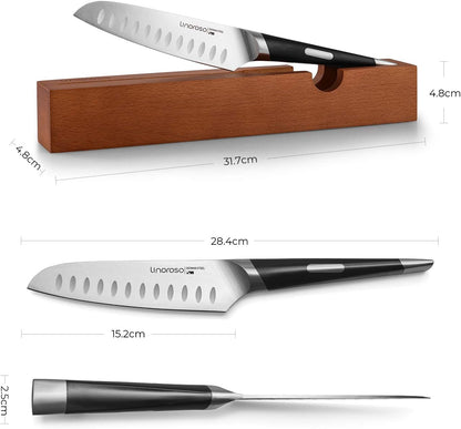 Santoku Knife - Ultra Sharp German High-Carbon Stainless Steel, 6 Inch - Mako Series with Exquisite In-Drawer Knife Block6
