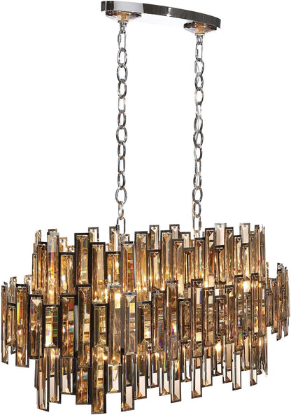 31892-018 40.5" Long Vienna Glittering Crystal Oval Chandelier with Framed Champagne Crystal and 16 B10 Light Bulbs, Medium, Chrome Finish2