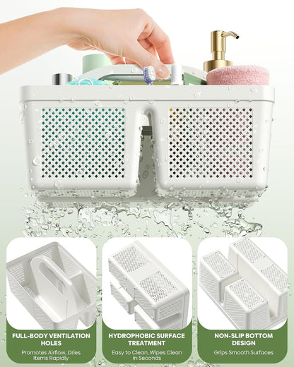 Portable Shower Caddy with Handle - 4 PCS, Bpa-Free, White5