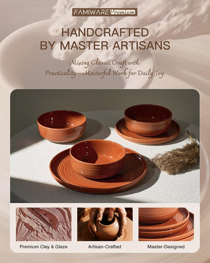Ceramic Dinnerware Set for 4, Plates and Bowls, Terracotta5