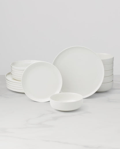 24 Seven White Porcelain 18-Piece Dinnerware Set for 64