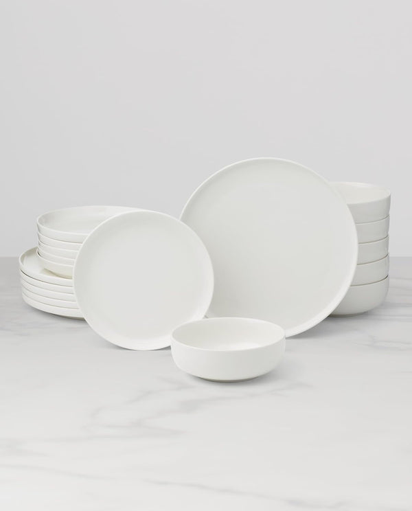 24 Seven White Porcelain 18-Piece Dinnerware Set for 64