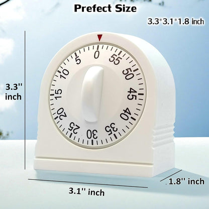 60 Minute Wind up Timer, Visual Mechanical Timer with Loud Alarm, Manual Countdown Timers for Classroom, Home, Study and Cooking (White)6