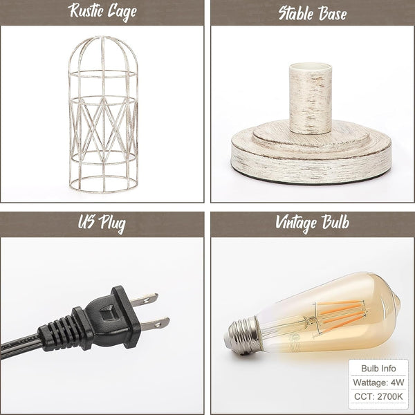Small Table Lamp, 3-Way Dimmable Bedside Lamp with Brushed White Oak Cage7