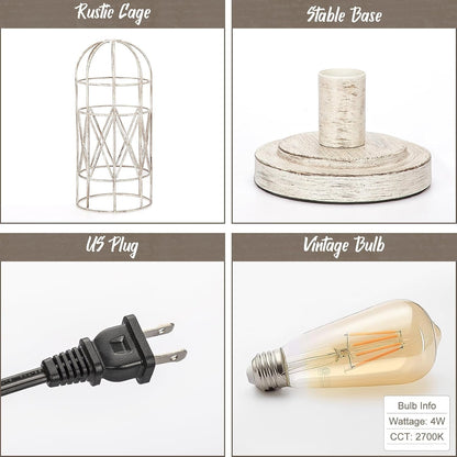 Small Table Lamp, 3-Way Dimmable Bedside Lamp with Brushed White Oak Cage7