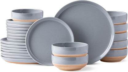 Dinnerware Sets for 8, 24 Pieces Ceramic Plates and Bowls Set1