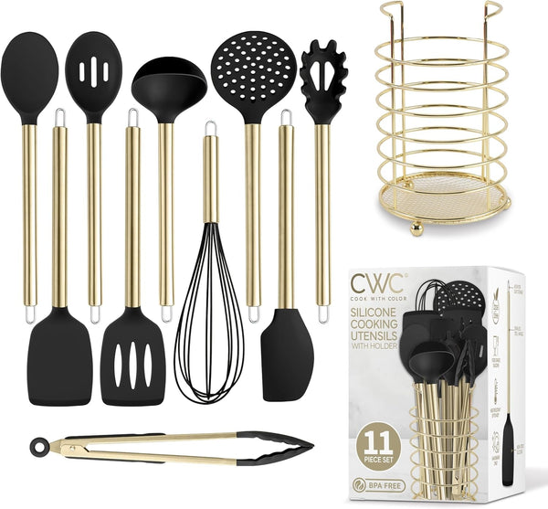 Silicone Cooking Utensils, Kitchen Utensil Set, Easy to Clean Silicone Kitchen Utensils, Cooking Utensils for Nonstick Cookware, Kitchen Gadgets Set with Holder, 10 Pieces1