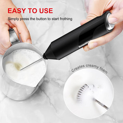Milk Frother for Coffee, Battery Operated, Black | Fast Handheld Drink Mixer with Stainless Steel Whisk, Powerful Hand Frother, Creates Rich Foam3