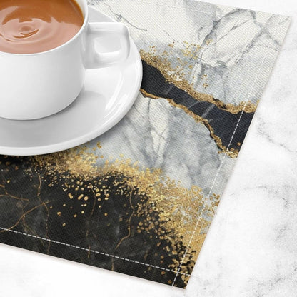 Marble Placemats Set of 4, Abstract Art Black Gold Marble Texture Modern Table Mats, Non-Slip Heat Resistant Washable Place Mats for Kitchen Dining Cafe Party, 18X12 Inch3