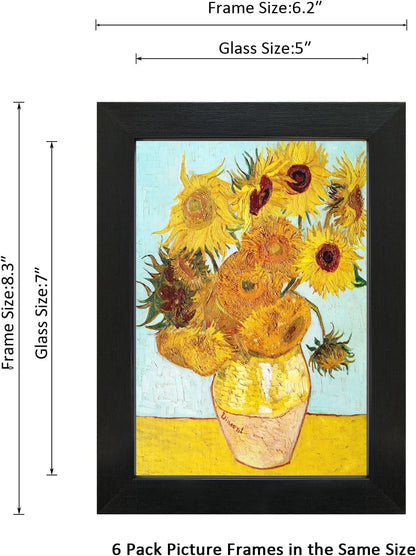 5X7 Picture Frame Set of 6 with Real Glass for Pictures 4X6 with Mat or 5X7 without Mat, Wall or Tabletop Gallery Photo Frames in Black2
