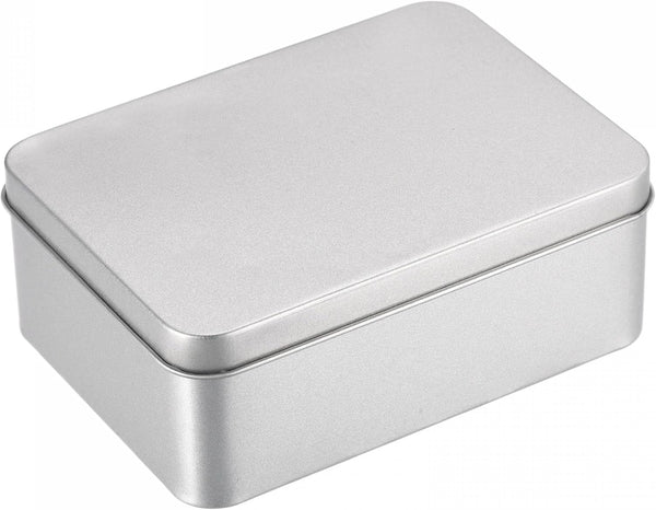 Metal Tin Box, 4.92" X 3.54" X 1.89" Rectangular Empty Tinplate Containers with Lids, Silver Tone, for Home Organizer, Candles, Gifts, Car Keys, Crafts Storage1