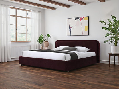 Chloe Upholstered Platform King Bed in Burgundy Fabric4