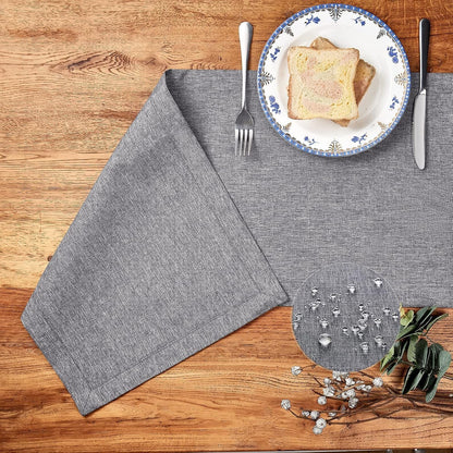 Linen Farmhouse Table Runner Large Burlap Style Soft and Waterproof Decorative Fabric Runner for Outdoor Wedding and Dinner (14 X 48 Inch, Dark Grey)2