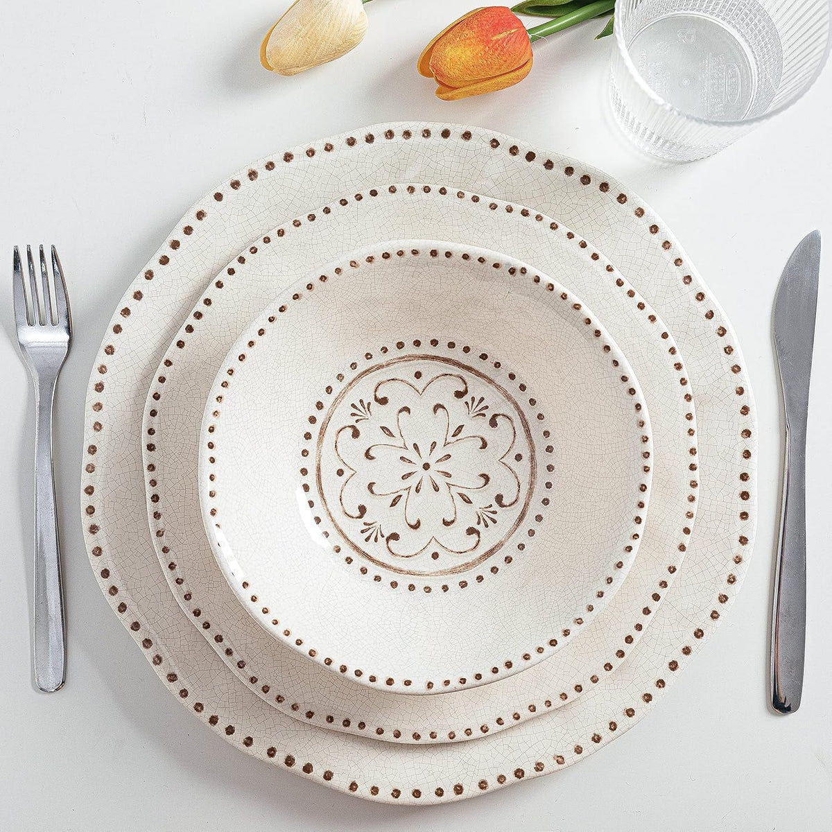beaded-crackle-12-piece-melamine-camping-dinnerware-sets-bpa-free